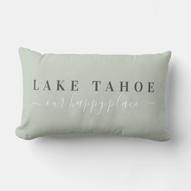 Rectangle Sage Lake Tahoe Happy Place Lumbar Coussin (Recto)