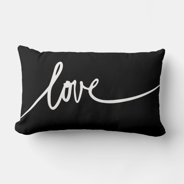 Rectangle Script manuscrit Love Jeu Coussin noir (Recto)