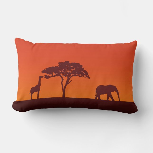 Rectangle Silhouette africaine de safari - coussin lombaire (Recto)