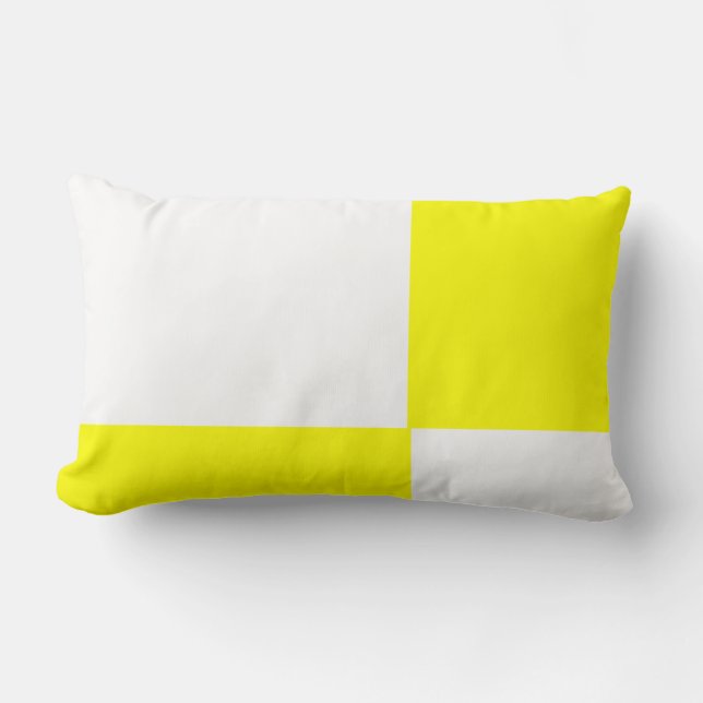 Rectangle solide jaune et blanc coussin (Recto)