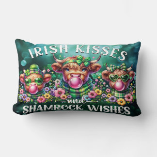 Rectangle St. Patrick's Day Highland Cow Lumbar Coussin