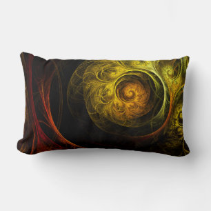 Rectangle Sunrise Floral Rouge Abstrait Art Lumbar Coussin