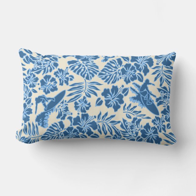 Rectangle Surf Pareau Hawaiian réversible Lumbar Coussin (Recto)