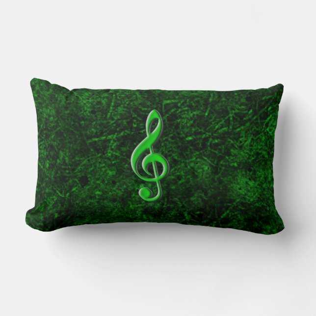 Rectangle Symbole de note de musique verte Coussin Lombaire (Recto)