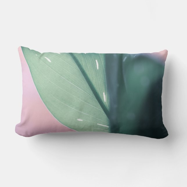 Rectangle Taie d'oreiller Coussin de feuilles de plante vert (Recto)