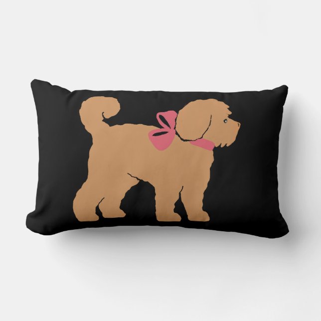Rectangle Tan Doodle Chien Black Arrière - plan Coussin (Recto)