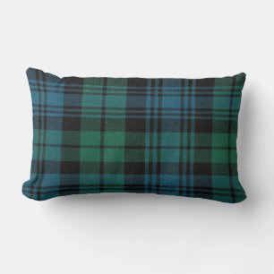 Rectangle Tartan Fabric Lumbar Coussin 13" x 21"