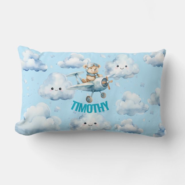 Rectangle Teddy Bear Aviator Lumbar Coussin (Recto)