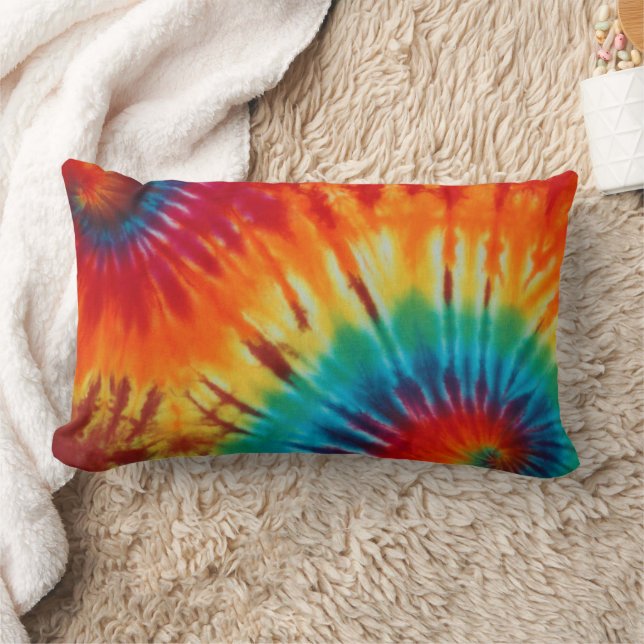 Rectangle Tie Dye Multi Color Print Lumbar Coussin (Couverture)
