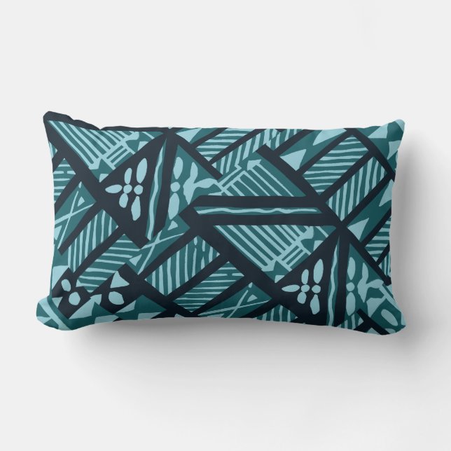 Rectangle Tissu turquoise tropical 13" de Tapa" coussin x20 (Recto)
