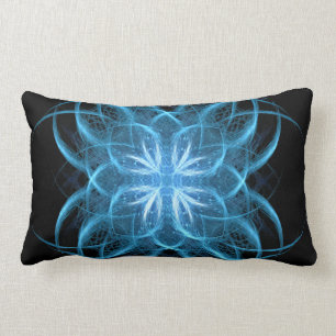 Rectangle "Tribal Ice" - Coussin d'art fractal bleu cristal