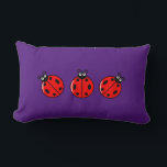 Rectangle Trois petits Ladybugs - Lumbar Coussin 13" x 21"<br><div class="desc">Trois petits Ladybugs - Lumbar Royal Purple Coussin 13" x 21"</div>