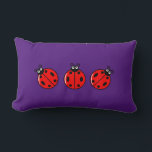Rectangle Trois petits Ladybugs - Lumbar Coussin 13" x 21"<br><div class="desc">Trois petits Ladybugs - Lumbar Royal Purple Coussin 13" x 21"</div>