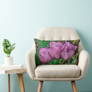 RECTANGLE "TROIS TULIPS MAUVE" COUSSIN LUMBAR
