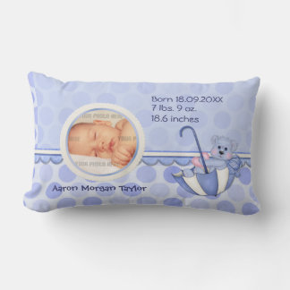 Rectangle Umbrella Teddy Pois Blue Photo Coussin