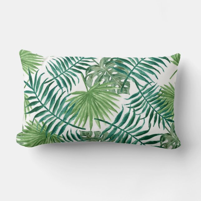 Rectangle Un coussin lombaire plus vert de jet de palmettes (Recto)