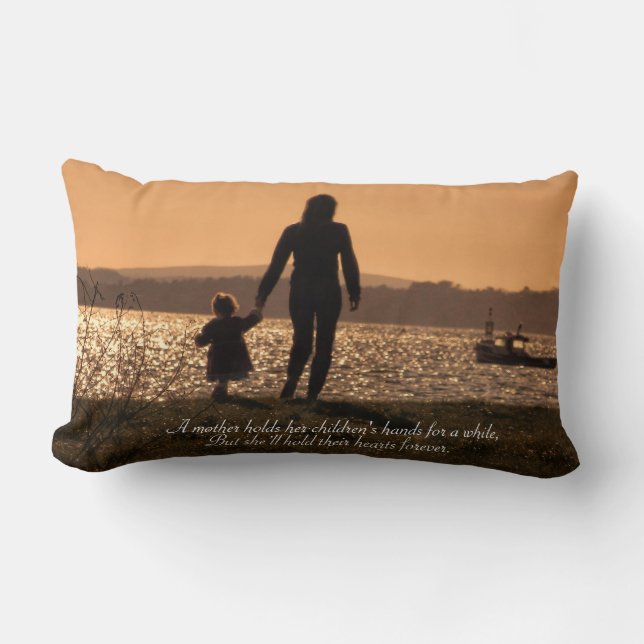 Rectangle Un coussin oblong de l'amour de mère (Recto)