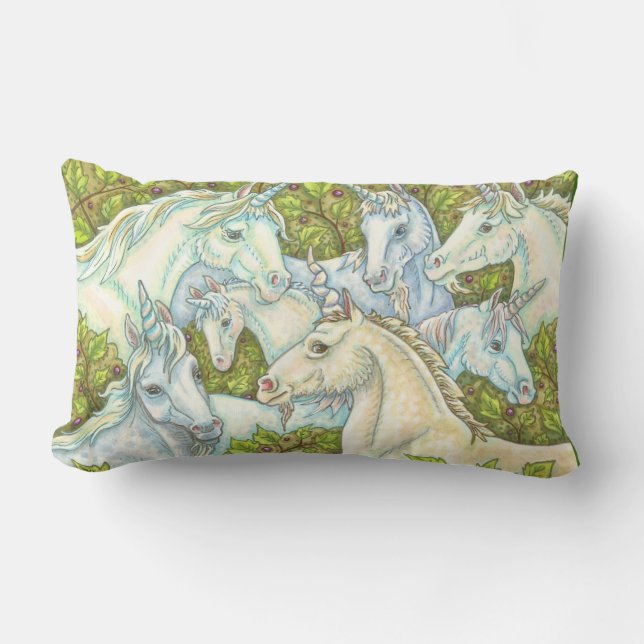 Rectangle Unicorn Gathering Imaginaire Herd LUMBAR COUSSIN (Recto)