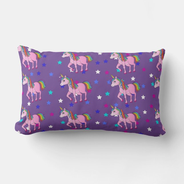 Rectangle Unicornes violettes et Coussin de barre d'impressi (Recto)