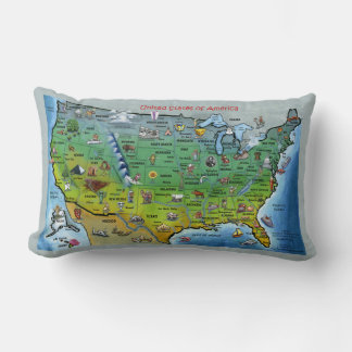 Rectangle USA Cartoon Map Coussin