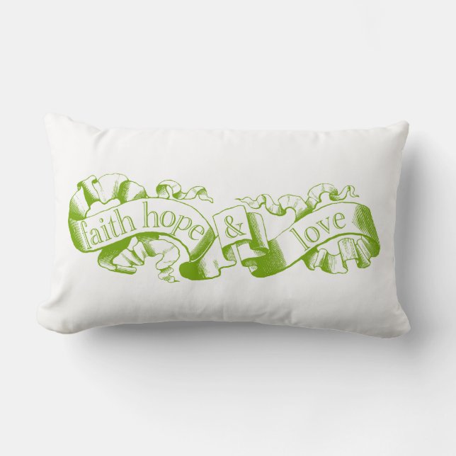 Rectangle Vert 1 Corinthians 13 Foi Espérance Amour Coussin (Recto)