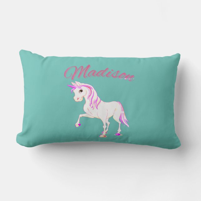 Rectangle Vert "Madison Nom personnalisé Lumbar Coussin (Recto)