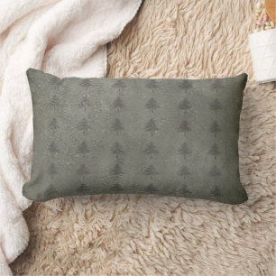 Rectangle Vert olive avec Motif Coussin en pin