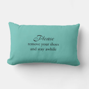 Rectangle Veuillez retirer vos chaussures et rester Coussin