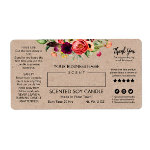 Rectangle vierge Étiquettes de bougie de soja Kraf