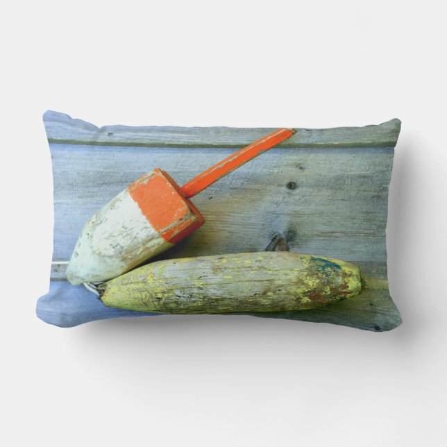 Rectangle Vieux coussin bouées en bois (Recto)