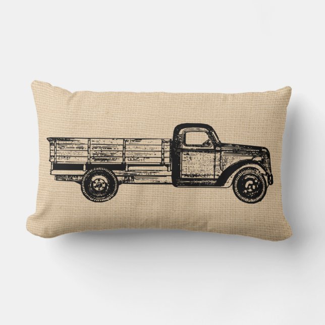 Rectangle Vintage Antique Camion Coussin personnalisé (Recto)