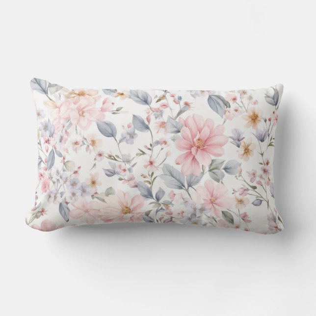 Rectangle Vintage Boho Pastel Floral Coussin (Recto)