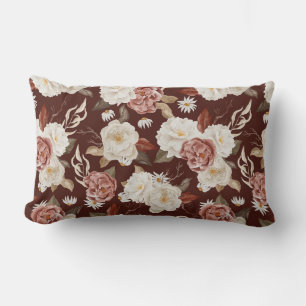 Rectangle Vintage Bourgogne Floral Lumbar Coussin