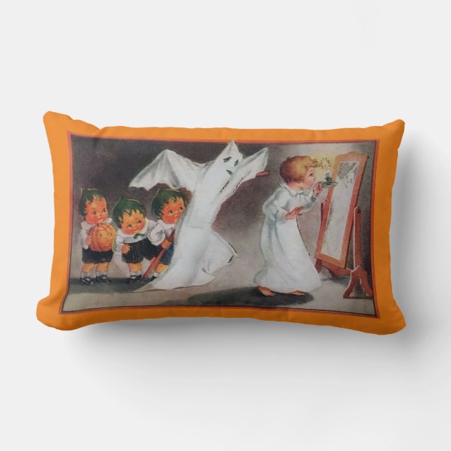 Rectangle Vintage Halloween fille avec Coussin à bougie (Recto)