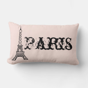Rectangle Vintage Pink Paris Tour Eiffel Coussin