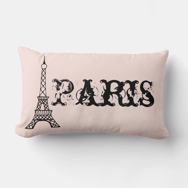 Rectangle Vintage Pink Paris Tour Eiffel Coussin (Recto)