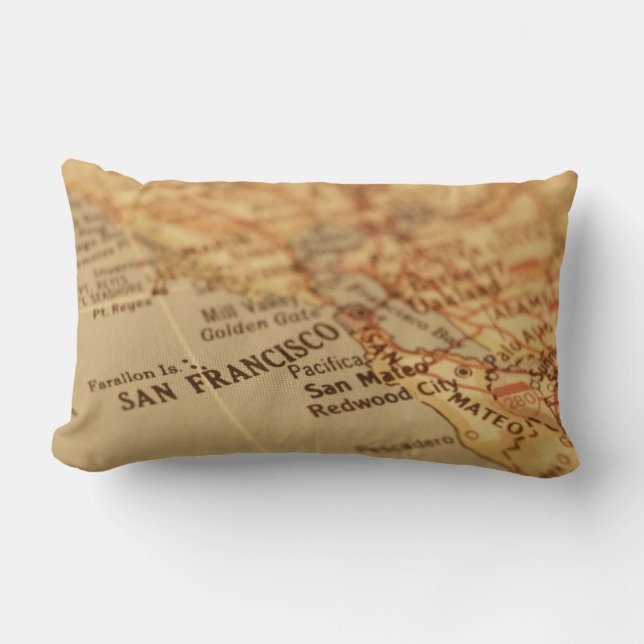 Rectangle Vintage San Francisco Map Lumbar Coussin (Recto)