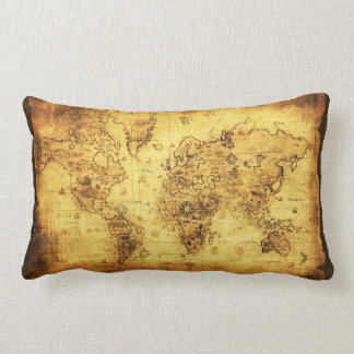 Rectangle Vintage Vieux Monde Carte Décor Coussin Jeu Oreill