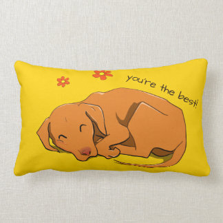 Rectangle Vizsla dormant Texte personnalisé Coussin rectangu