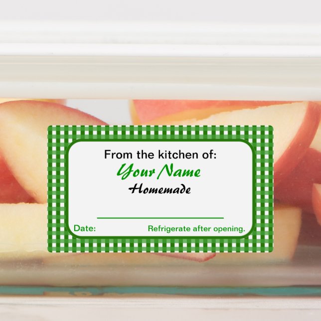 Rectangle Votre Nom Maison Canne Étiquette Vert (Apposé)