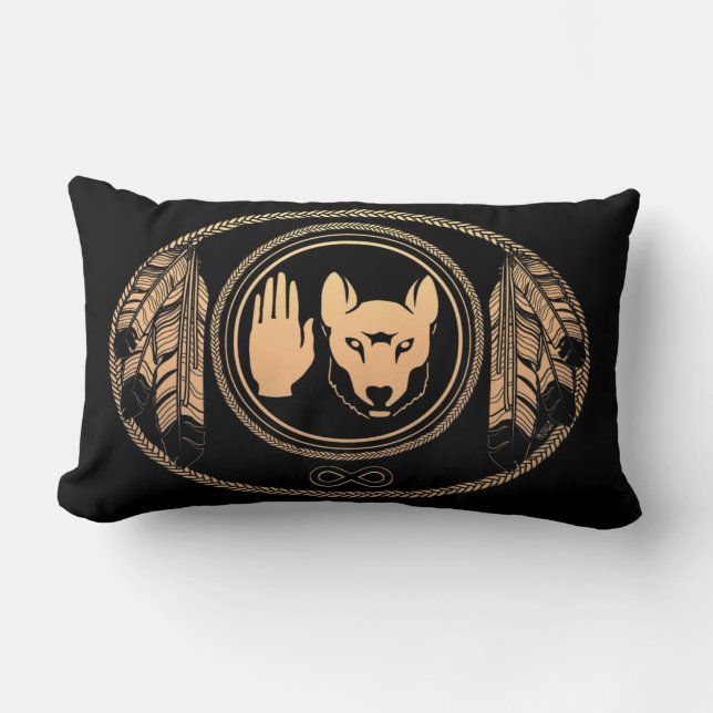Rectangle Wolf Coussin Personnalisé Art autochtone Wolf Cous (Recto)