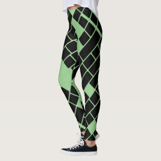 Rectangles noires frappantes sur les Leggings vert