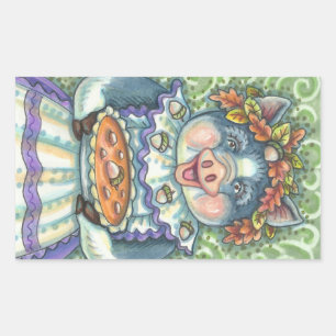 Rectangulaire ACORN PIE, PIG COOK THANKSGIVING STICKER SHEET Rec