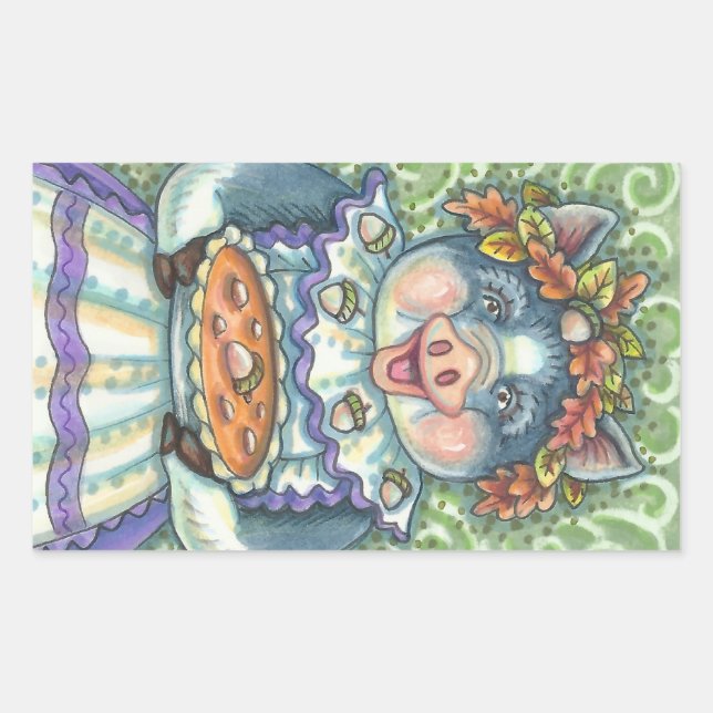 Rectangulaire ACORN PIE, PIG COOK THANKSGIVING STICKER SHEET Rec (Devant)