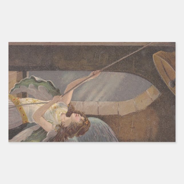 Rectangulaire Antique Sticker Spirituel Tolling Bell Tour Angel (Devant)