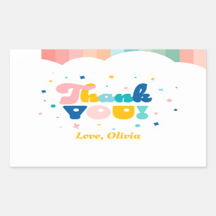 Rectangulaire Arc-en-ciel de fête d'anniversaire amusant Sticker