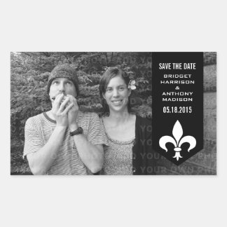 Rectangulaire Bannière Black Chic Flourish Save the Date Sticker