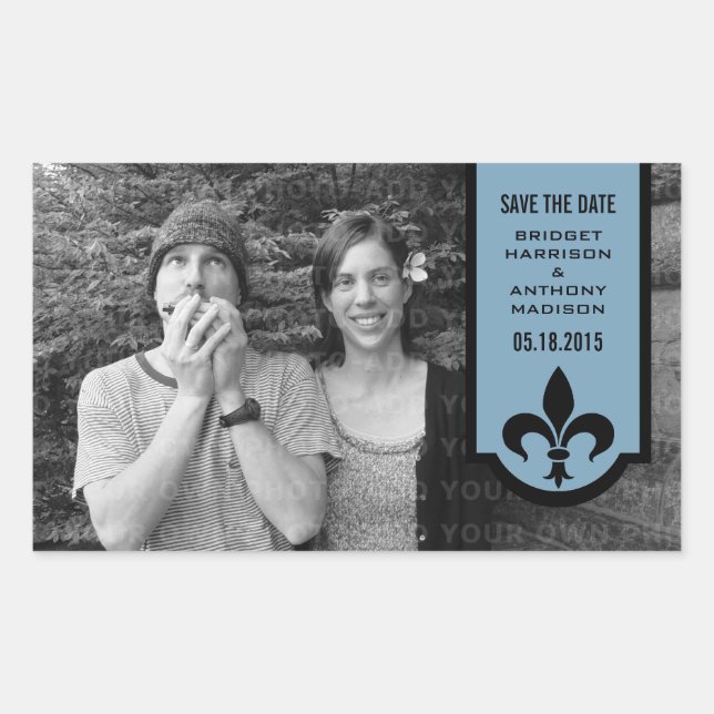Rectangulaire Bannière Blue Fleur De Lis Enregistrer les sticker (Devant)