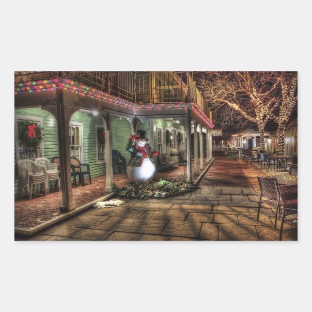Rectangulaire Beau Sticker de la scène de Noël d'hiver (Devant)