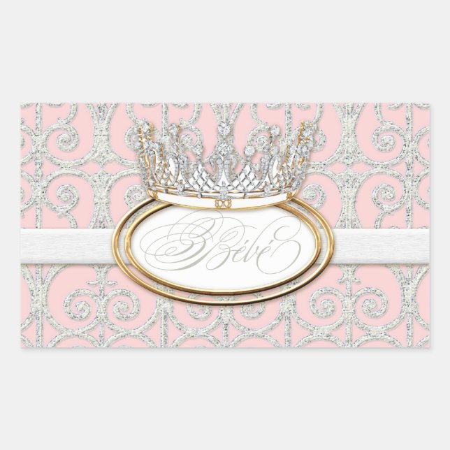Rectangulaire Bébé Princess Crown, Sticker Baby shower fille (Devant)